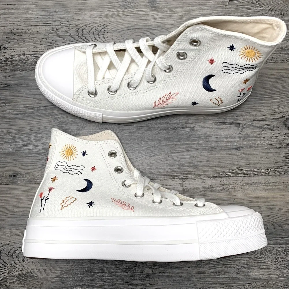 Women’s Converse Platform It’s Okay To Wander White Lift Multi Size - Picture 1 of 6
